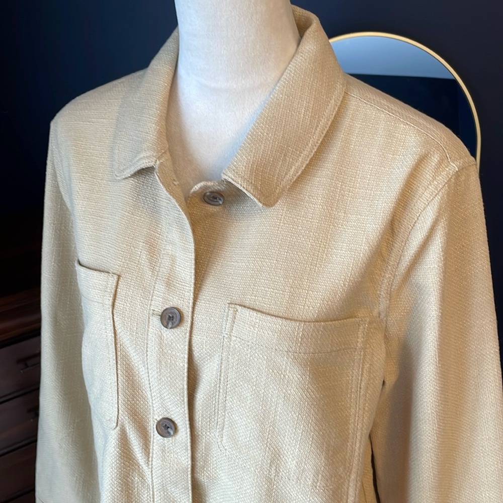 Talbots Textured Cotton Sand Castle Shirt Jacket Size Large